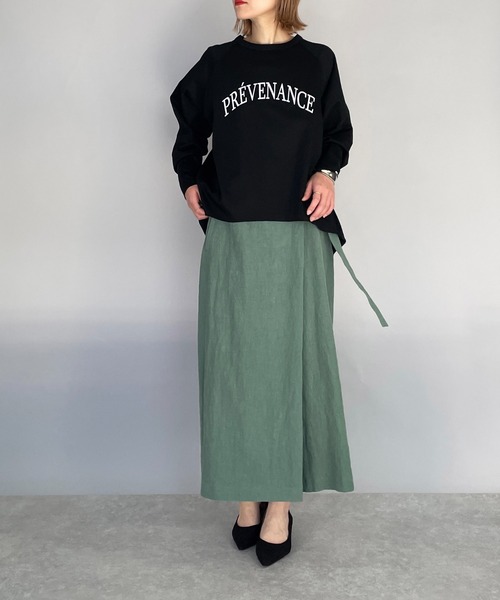 PICCIN（ピッチン）の「【日本製】オーガニックコットンプリント長袖Tシャツ（Tシャツ/カットソー・レディース・ブラック/オフホワイト/カーキ・M）」の19枚目の写真