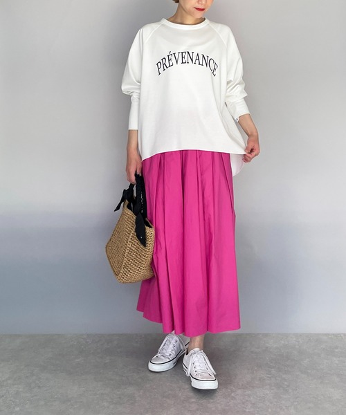 PICCIN（ピッチン）の「【日本製】オーガニックコットンプリント長袖Tシャツ（Tシャツ/カットソー・レディース・ブラック/オフホワイト/カーキ・M）」の9枚目の写真