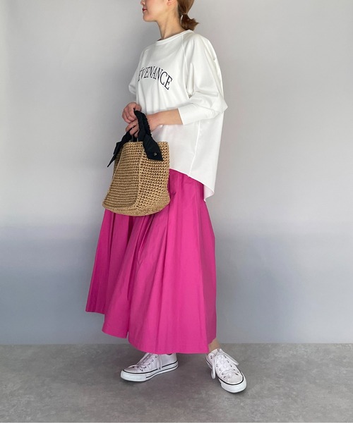 PICCIN（ピッチン）の「【日本製】オーガニックコットンプリント長袖Tシャツ（Tシャツ/カットソー・レディース・ブラック/オフホワイト/カーキ・M）」の13枚目の写真