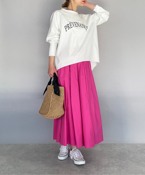 PICCIN（ピッチン）の「【日本製】オーガニックコットンプリント長袖Tシャツ（Tシャツ/カットソー・レディース・ブラック/オフホワイト/カーキ・M）」の12枚目の写真