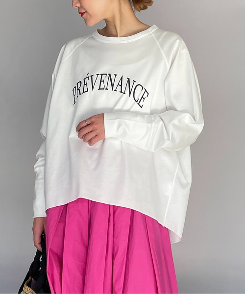 PICCIN（ピッチン）の「【日本製】オーガニックコットンプリント長袖Tシャツ（Tシャツ/カットソー・レディース・ブラック/オフホワイト/カーキ・M）」の7枚目の写真