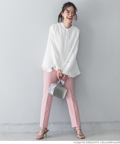 coca(coca)(コカ)の「バックギャザーAラインブラウス(シャツ/ブラウス・レディース・ホワイト/ネイビー・M/L)」の7枚目の写真