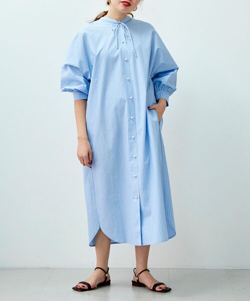 le.coeur blanc(ルクールブラン)の「パールボタンドルマンシャツワンピース(シャツワンピース・レディース・オフホワイト/ブルー系その他3/ブルー系その他4・38)」の8枚目の写真