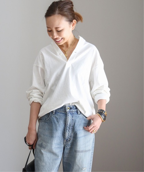 新品【AMERICANA/アメリカーナ】ヘンリー ロングスリーブ Tシャツ白 AMERICANA/アメリカーナ新品ワッフル ヘンリーロングスリーブT