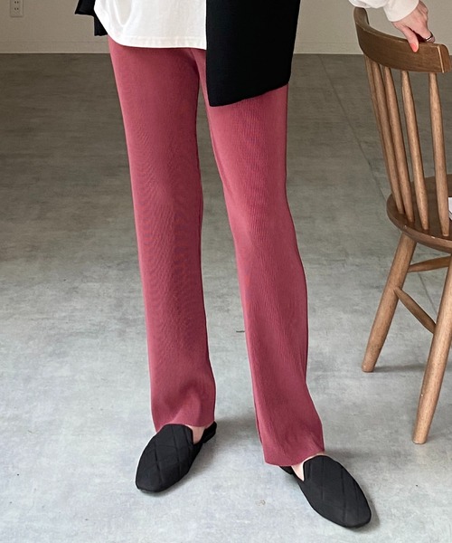 She's Closet（シーズクローゼット）の「【セルフカット対応】細身ストレートカラーロングプリーツパンツ（その他パンツ・レディース・ブラック/オレンジ/グリーン/グリーン系その他/アイボリー/パープル/ブルー/スモークピンク/マスタード/テラコッタ/ダークグリーン/ピンク/ブルーグレー/グレイッシュベージュ/レッド/ネイビー・FREE）」の14枚目の写真