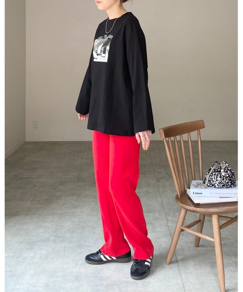 She's Closet（シーズクローゼット）の「【セルフカット対応】細身ストレートカラーロングプリーツパンツ（その他パンツ・レディース・ブラック/オレンジ/グリーン/グリーン系その他/アイボリー/パープル/ブルー/スモークピンク/マスタード/テラコッタ/ダークグリーン/ピンク/ブルーグレー/グレイッシュベージュ/レッド/ネイビー・FREE）」の20枚目の写真