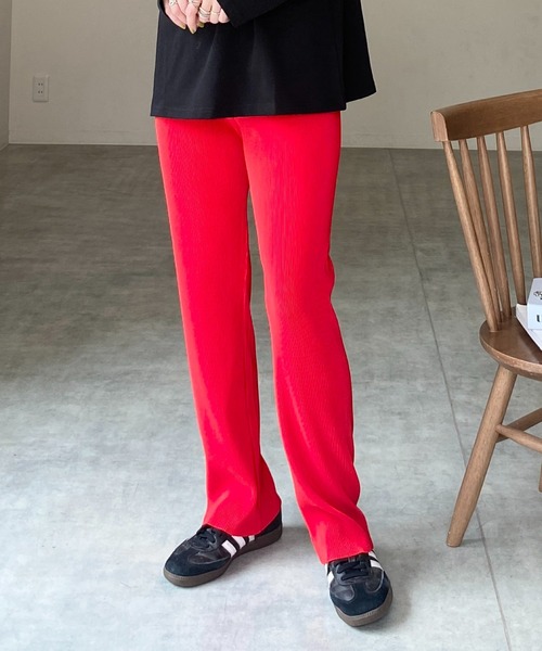 She's Closet（シーズクローゼット）の「【セルフカット対応】細身ストレートカラーロングプリーツパンツ（その他パンツ・レディース・ブラック/オレンジ/グリーン/グリーン系その他/アイボリー/パープル/ブルー/スモークピンク/マスタード/テラコッタ/ダークグリーン/ピンク/ブルーグレー/グレイッシュベージュ/レッド/ネイビー・FREE）」の18枚目の写真