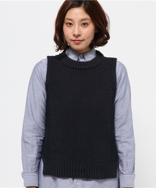 CIAOPANIC（チャオパニック）の「【Ciaopanic】綿混ボトルニットベスト（ベスト・レディース・グレー/ネイビー/ホワイト・FREE）」の4枚目の写真