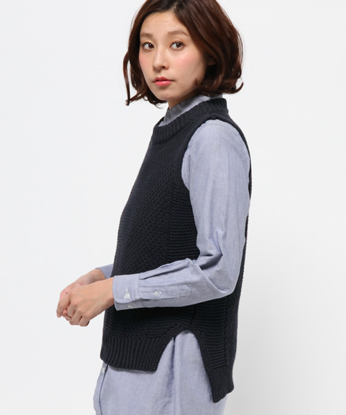 CIAOPANIC（チャオパニック）の「【Ciaopanic】綿混ボトルニットベスト（ベスト・レディース・グレー/ネイビー/ホワイト・FREE）」の5枚目の写真