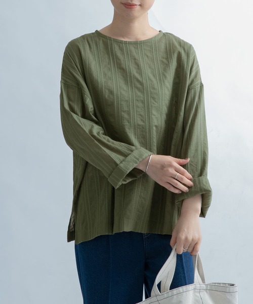 FORK&SPOON（フォークアンドスプーン）の「FORK&SPOON　カラミストライプブラウス（シャツ/ブラウス・レディース・カーキ/ブラック/オフホワイト・1）」の4枚目の写真