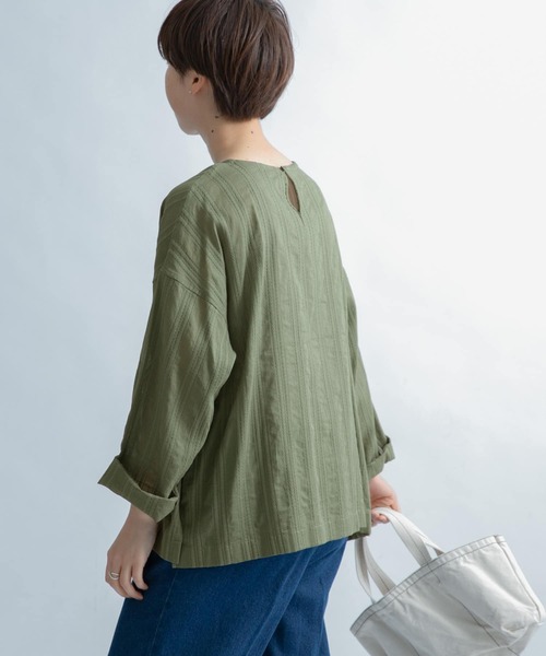 FORK&SPOON（フォークアンドスプーン）の「FORK&SPOON　カラミストライプブラウス（シャツ/ブラウス・レディース・カーキ/ブラック/オフホワイト・1）」の6枚目の写真