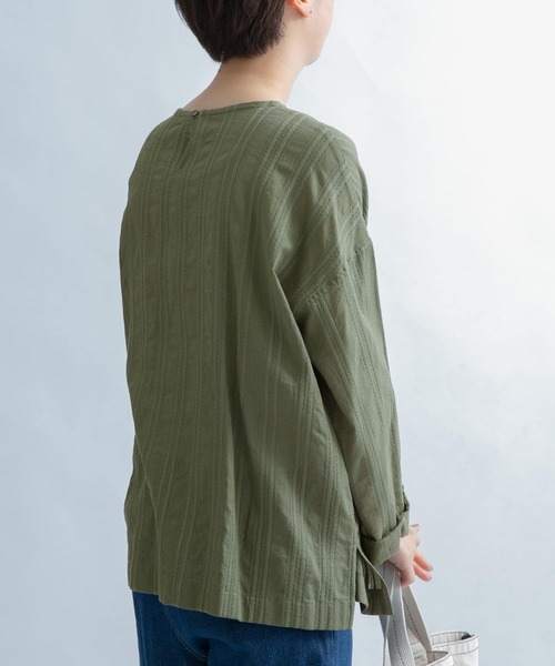 FORK&SPOON（フォークアンドスプーン）の「FORK&SPOON　カラミストライプブラウス（シャツ/ブラウス・レディース・カーキ/ブラック/オフホワイト・1）」の7枚目の写真