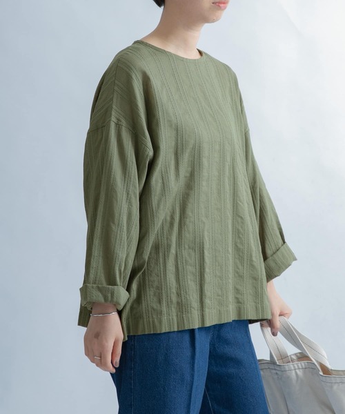 FORK&SPOON（フォークアンドスプーン）の「FORK&SPOON　カラミストライプブラウス（シャツ/ブラウス・レディース・カーキ/ブラック/オフホワイト・1）」の8枚目の写真