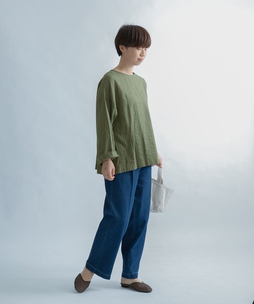 FORK&SPOON（フォークアンドスプーン）の「FORK&SPOON　カラミストライプブラウス（シャツ/ブラウス・レディース・カーキ/ブラック/オフホワイト・1）」の9枚目の写真