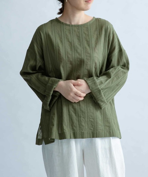 FORK&SPOON（フォークアンドスプーン）の「FORK&SPOON　カラミストライプブラウス（シャツ/ブラウス・レディース・カーキ/ブラック/オフホワイト・1）」の10枚目の写真