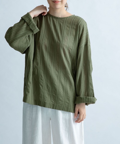 FORK&SPOON（フォークアンドスプーン）の「FORK&SPOON　カラミストライプブラウス（シャツ/ブラウス・レディース・カーキ/ブラック/オフホワイト・1）」の11枚目の写真