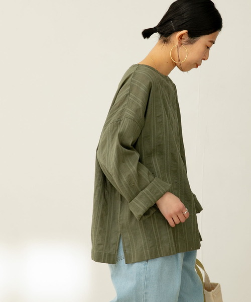 FORK&SPOON（フォークアンドスプーン）の「FORK&SPOON　カラミストライプブラウス（シャツ/ブラウス・レディース・カーキ/ブラック/オフホワイト・1）」の16枚目の写真