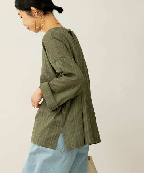 FORK&SPOON（フォークアンドスプーン）の「FORK&SPOON　カラミストライプブラウス（シャツ/ブラウス・レディース・カーキ/ブラック/オフホワイト・1）」の18枚目の写真