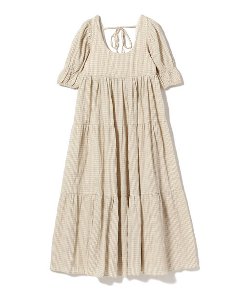 Ray BEAMS(レイビームス)の「GHOSPELL / Grind Gingham Midi Dress(ワンピース・レディース・ベージュ・SMALL)」の2枚目の写真