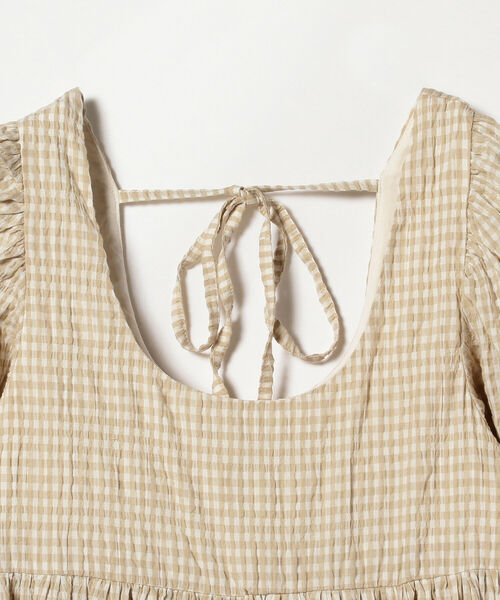 Ray BEAMS(レイビームス)の「GHOSPELL / Grind Gingham Midi Dress(ワンピース・レディース・ベージュ・SMALL)」の3枚目の写真