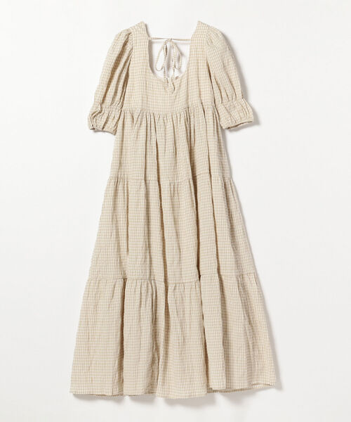 Ray BEAMS(レイビームス)の「GHOSPELL / Grind Gingham Midi Dress(ワンピース・レディース・ベージュ・SMALL)」の6枚目の写真
