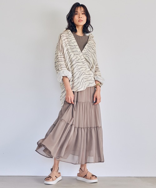 BARNYARDSTORM（バンヤードストーム）の「BARNYARDSTORM / 楊柳ティアードスカート（スカート・レディース・ブラック/モカ・0/1）」の3枚目の写真