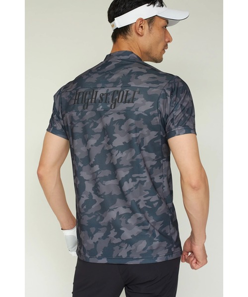 HIGH STREET(ハイストリート)の「HIGH ST. GOLF∴カモ柄ハニカム鹿の子モックネックシャツ <AdE>(Tシャツ/カットソー・メンズ・ブラック/ブルー/グレー・LL/M/S/L)」の21枚目の写真