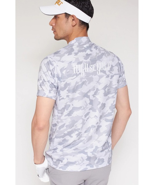 HIGH STREET(ハイストリート)の「HIGH ST. GOLF∴カモ柄ハニカム鹿の子モックネックシャツ <AdE>(Tシャツ/カットソー・メンズ・ブラック/ブルー/グレー・LL/M/S/L)」の4枚目の写真