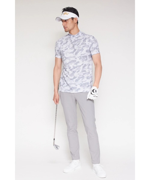 HIGH STREET(ハイストリート)の「HIGH ST. GOLF∴カモ柄ハニカム鹿の子モックネックシャツ <AdE>(Tシャツ/カットソー・メンズ・ブラック/ブルー/グレー・LL/M/S/L)」の5枚目の写真