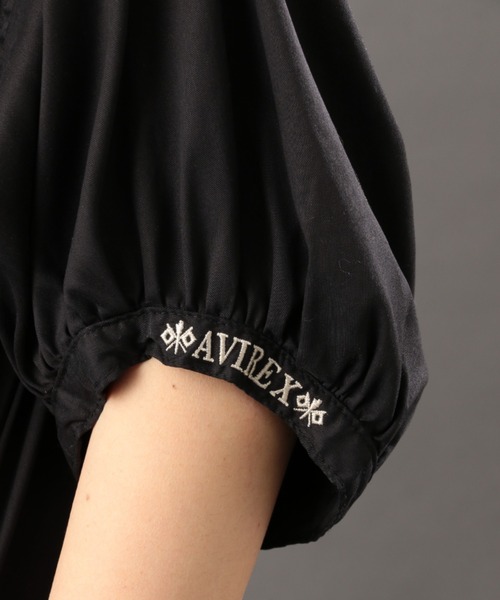 AVIREX(アヴィレックス)の「【直営店限定】VOLUME SLEEVE TENCEL ONEPIECE/ ボリュームスリーブテンセルワンピース(ワンピース・レディース・ブラック/アイボリー・FREE)」の10枚目の写真