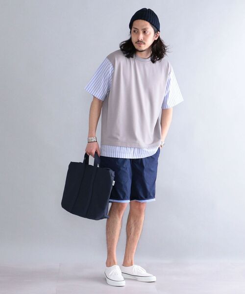 SHIPS(シップス)の「*SHIPS: ポンチ ストライプ スイッチング Tシャツ(Tシャツ/カットソー・メンズ・ホワイト/ブラック/グレー/ブルー・SMALL/MEDIUM/LARGE/X-LARGE)」の6枚目の写真