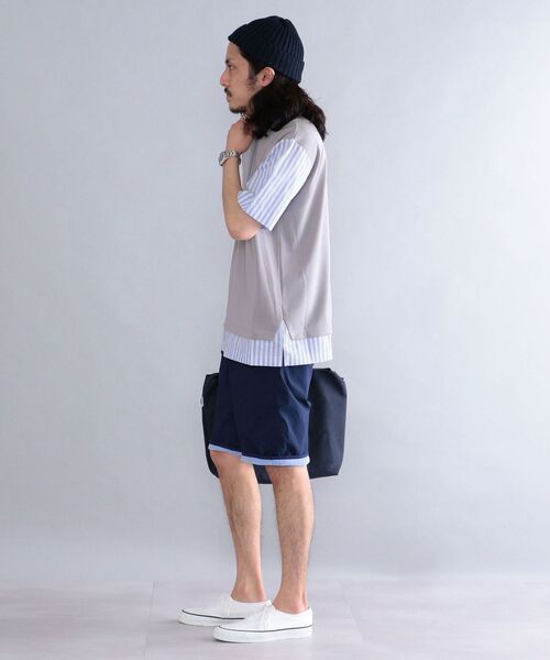 SHIPS(シップス)の「*SHIPS: ポンチ ストライプ スイッチング Tシャツ(Tシャツ/カットソー・メンズ・ホワイト/ブラック/グレー/ブルー・SMALL/MEDIUM/LARGE/X-LARGE)」の9枚目の写真