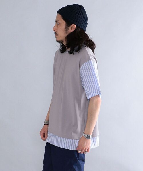 SHIPS(シップス)の「*SHIPS: ポンチ ストライプ スイッチング Tシャツ(Tシャツ/カットソー・メンズ・ホワイト/ブラック/グレー/ブルー・SMALL/MEDIUM/LARGE/X-LARGE)」の13枚目の写真