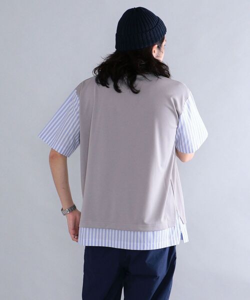 SHIPS(シップス)の「*SHIPS: ポンチ ストライプ スイッチング Tシャツ(Tシャツ/カットソー・メンズ・ホワイト/ブラック/グレー/ブルー・SMALL/MEDIUM/LARGE/X-LARGE)」の14枚目の写真