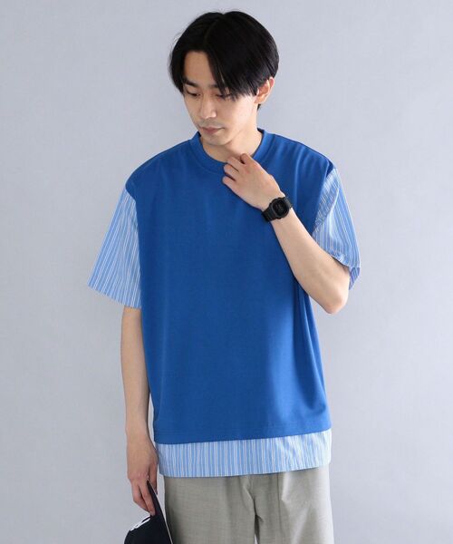 SHIPS(シップス)の「*SHIPS: ポンチ ストライプ スイッチング Tシャツ(Tシャツ/カットソー・メンズ・ホワイト/ブラック/グレー/ブルー・SMALL/MEDIUM/LARGE/X-LARGE)」の16枚目の写真