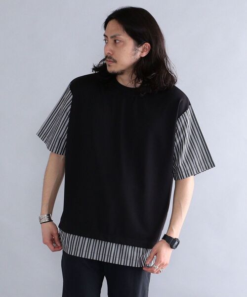 SHIPS(シップス)の「*SHIPS: ポンチ ストライプ スイッチング Tシャツ(Tシャツ/カットソー・メンズ・ホワイト/ブラック/グレー/ブルー・SMALL/MEDIUM/LARGE/X-LARGE)」の19枚目の写真
