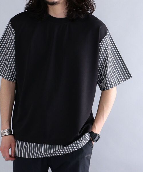 SHIPS(シップス)の「*SHIPS: ポンチ ストライプ スイッチング Tシャツ(Tシャツ/カットソー・メンズ・ホワイト/ブラック/グレー/ブルー・SMALL/MEDIUM/LARGE/X-LARGE)」の20枚目の写真