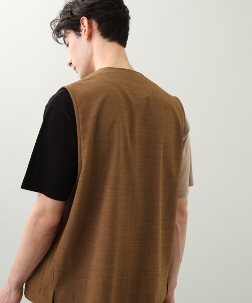 THE SHOP TK （ザ ショップ ティーケー ）の「◆【セットアップ対応可】リネンライクベスト（ベスト・メンズ・ダークグリーン/ダークブラウン/ベージュ/ライトブルー/ネイビー・01/02/03/04）」の12枚目の写真