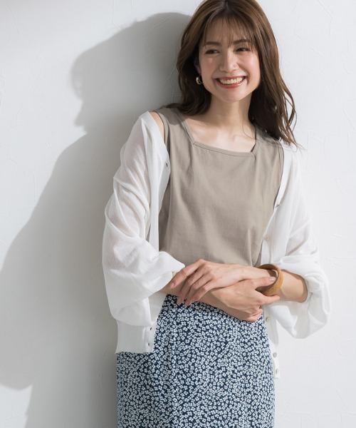 Pierrot（ピエロ）の「汗ジミ防止2wayタンクトップ（タンクトップ・レディース・モカ/グリーン系その他/オレンジ/チャコール/グレイッシュベージュ・L/M）」の4枚目の写真