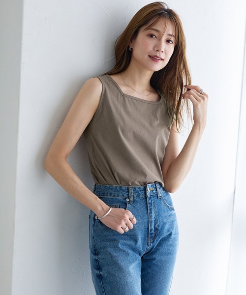 Pierrot（ピエロ）の「汗ジミ防止2wayタンクトップ（タンクトップ・レディース・モカ/グリーン系その他/オレンジ/チャコール/グレイッシュベージュ・L/M）」の3枚目の写真