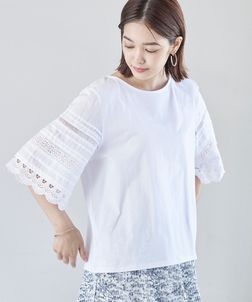 セール オーガニクコットンレース多切替トップス Tシャツ カットソー Furry ファーリー のファッション通販 Zozotown