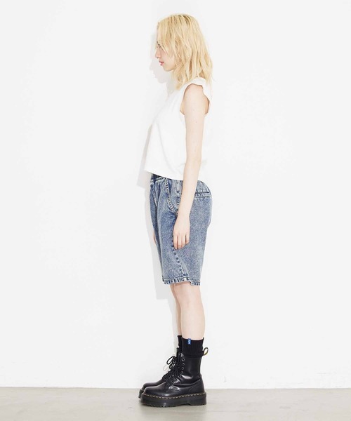 X-girl（エックスガール）の「WAFFLE TANK TOP/ロゴ刺繍/ワッフル タンクトップ（タンクトップ・レディース・ブラック/ホワイト/ライトブルー・M/S）」の11枚目の写真