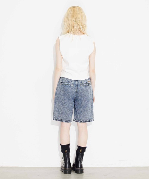 X-girl（エックスガール）の「WAFFLE TANK TOP/ロゴ刺繍/ワッフル タンクトップ（タンクトップ・レディース・ブラック/ホワイト/ライトブルー・M/S）」の12枚目の写真