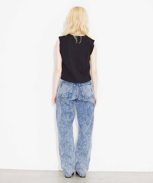 X-girl（エックスガール）の「WAFFLE TANK TOP/ロゴ刺繍/ワッフル タンクトップ（タンクトップ・レディース・ブラック/ホワイト/ライトブルー・M/S）」の20枚目の写真