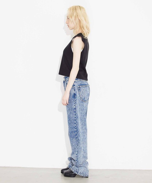 X-girl（エックスガール）の「WAFFLE TANK TOP/ロゴ刺繍/ワッフル タンクトップ（タンクトップ・レディース・ブラック/ホワイト/ライトブルー・M/S）」の21枚目の写真