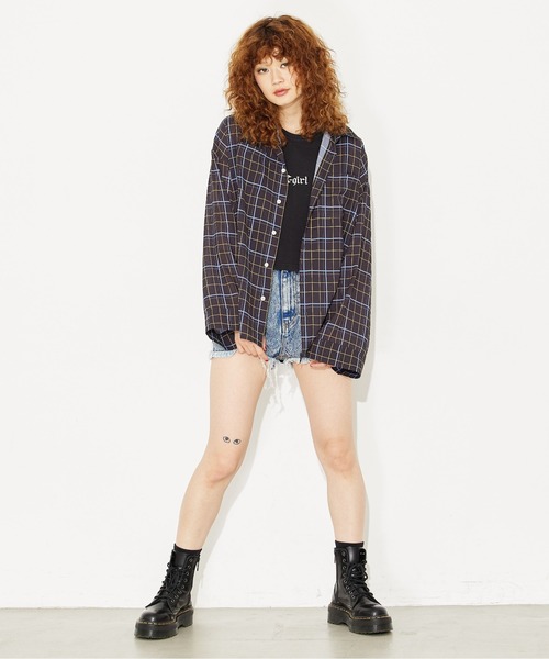 X-girl（エックスガール）の「WAFFLE TANK TOP/ロゴ刺繍/ワッフル タンクトップ（タンクトップ・レディース・ブラック/ホワイト/ライトブルー・M/S）」の7枚目の写真