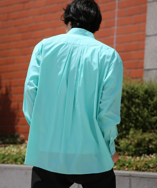 BRICK & SONS（ブリックアンドサンズ）の「リラックスバックプリーツシャツ＜ターコイズ＞（シャツ/ブラウス・メンズ・ライム・LL/S/M/L）」の4枚目の写真