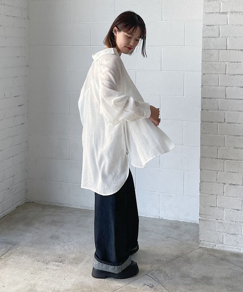 ブラウス シャツ 楊柳シアーBIGシャツ レディース 楊柳シアーBIGシャツ（シャツ/ブラウス）｜PAGEBOY（ページ