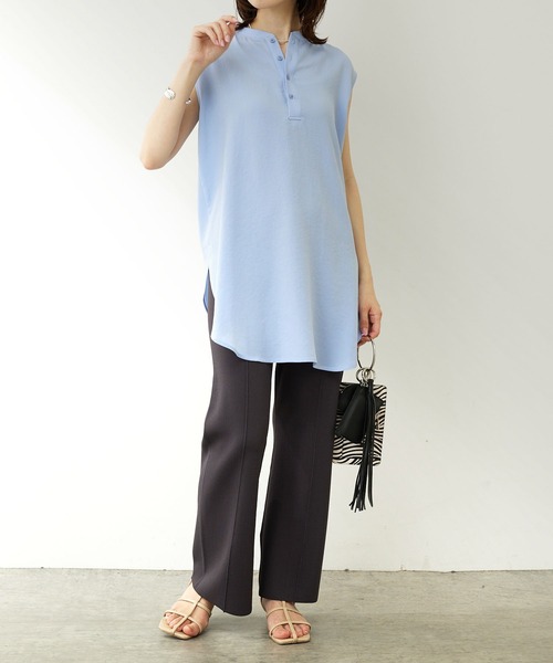 COLLAGE GALLARDAGALANTE（コラージュガリャルダガランテ）の「着心地サラサラ/前後2WAYジョーゼットノースリプルオーバー（シャツ/ブラウス・レディース・ブルー/ホワイト/チャコールグレー・FREE）」の15枚目の写真