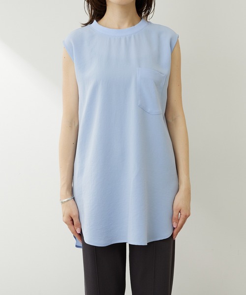 COLLAGE GALLARDAGALANTE（コラージュガリャルダガランテ）の「着心地サラサラ/前後2WAYジョーゼットノースリプルオーバー（シャツ/ブラウス・レディース・ブルー/ホワイト/チャコールグレー・FREE）」の17枚目の写真